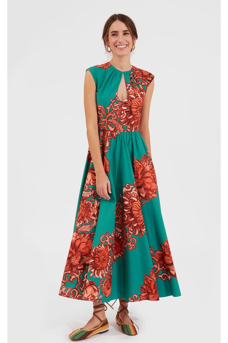 Keyhole Dress Anemone Ghirlanda Green, Main, color, Anemone Ghirlanda Green