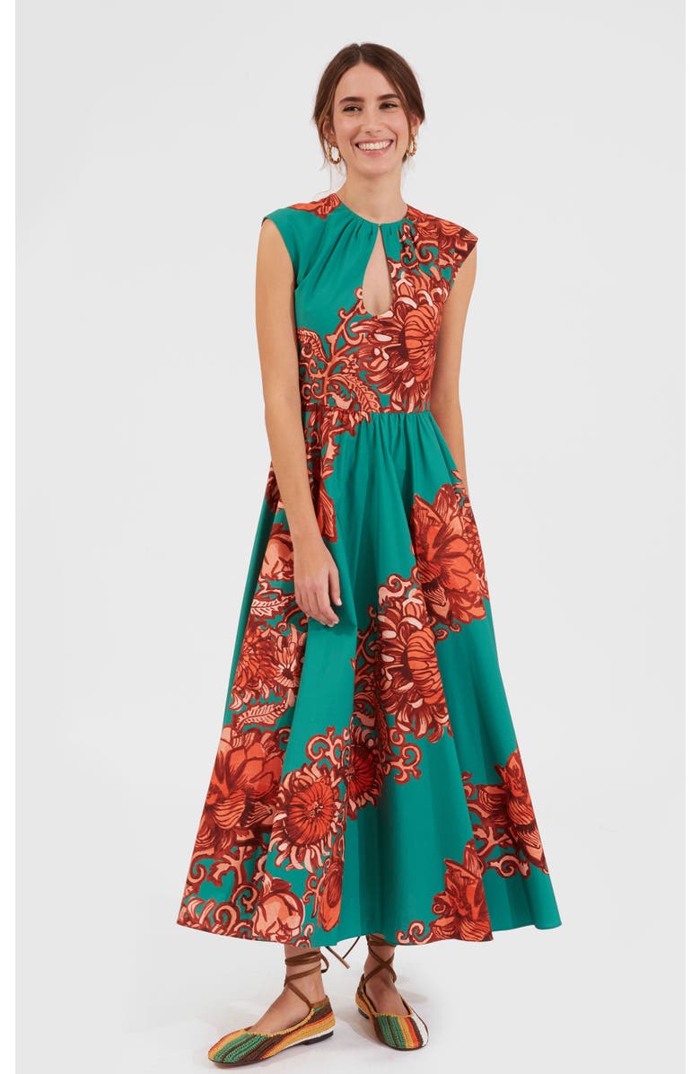 La DoubleJ Keyhole Dress Anemone Ghirlanda Green, Main, color,