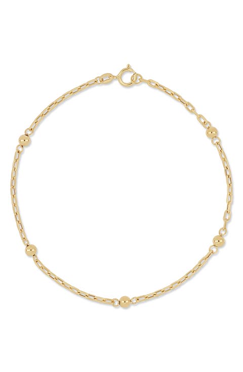 14K Gold Bead Chain Bracelet