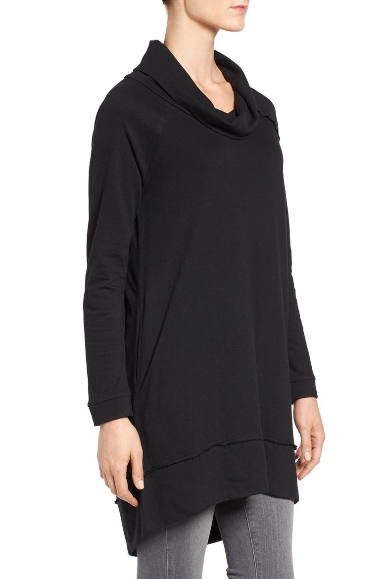Cowl Neck Tunic Sweatshirt, Alternate, color, BLACK