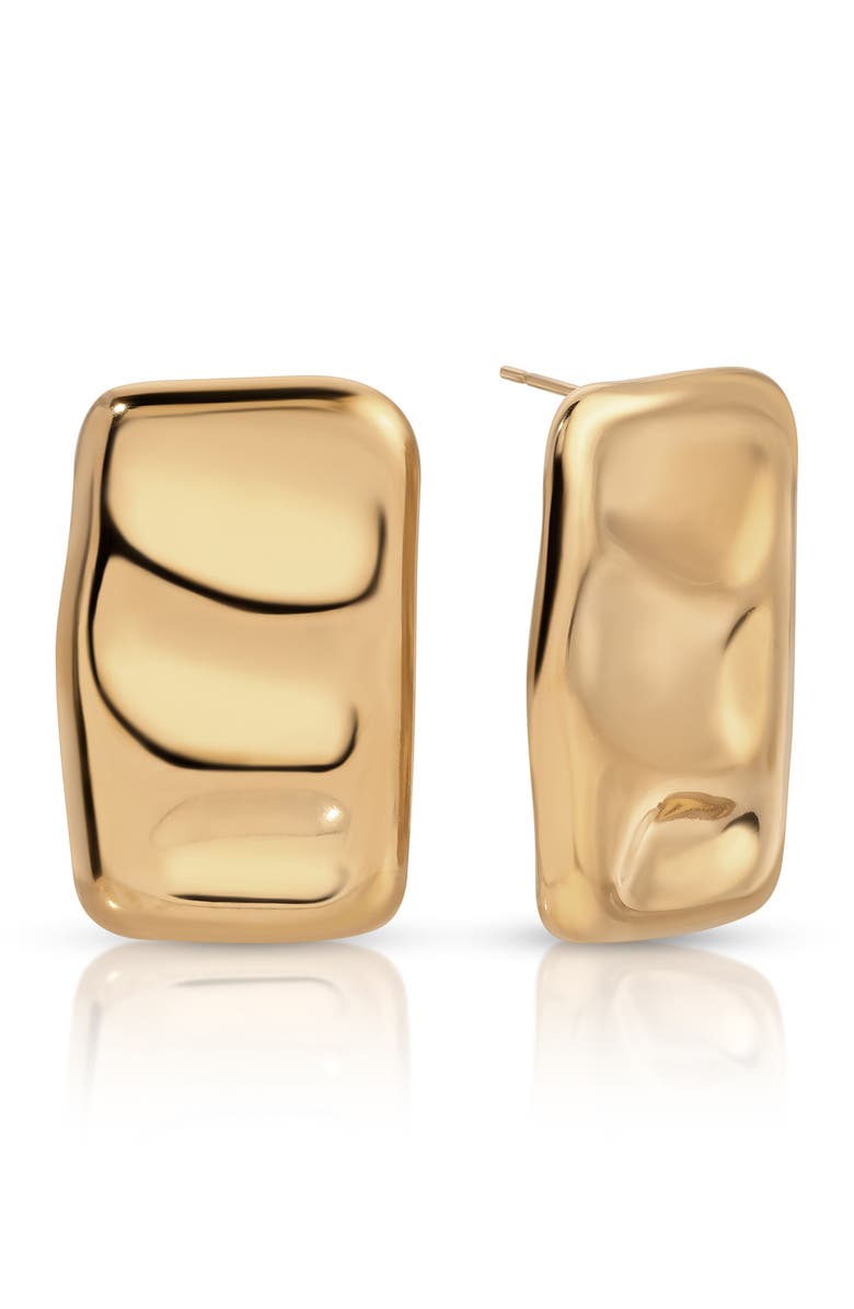 Ettika Molten Edge Stud Earrings, Main, color, Gold