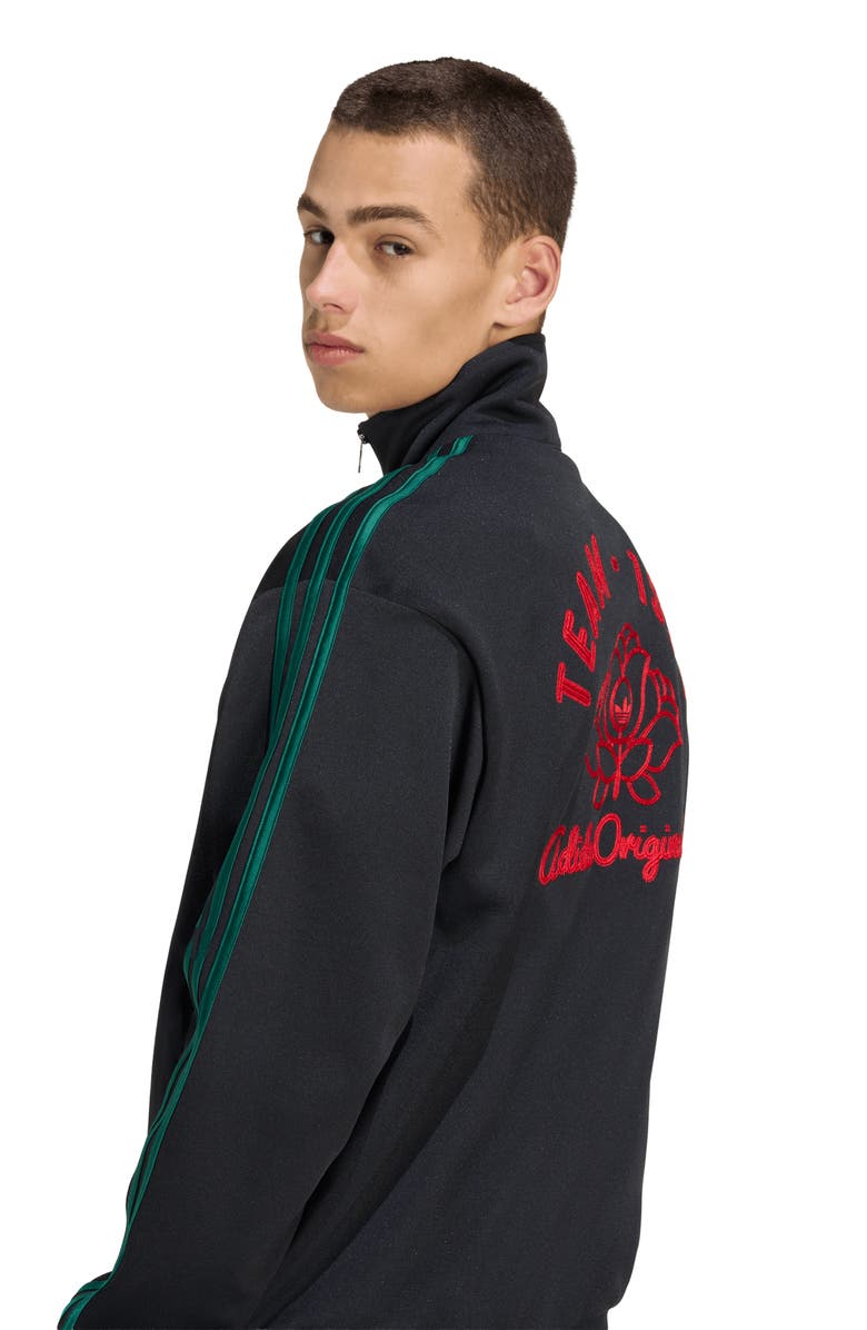 adidas Firebird Roses Track Jacket, Alternate, color, Black/ Collegiate Green/