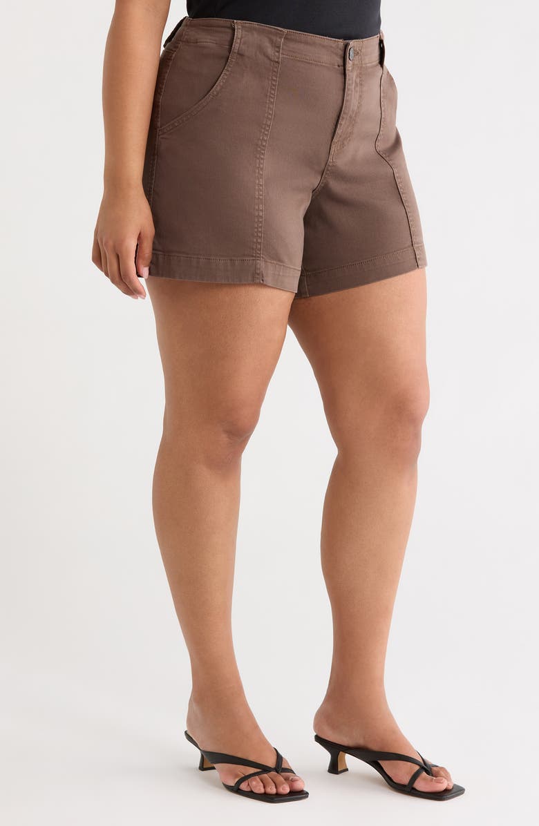KUT from the Kloth Jane High Waist Denim Utility Shorts, Alternate, color, Chocolate