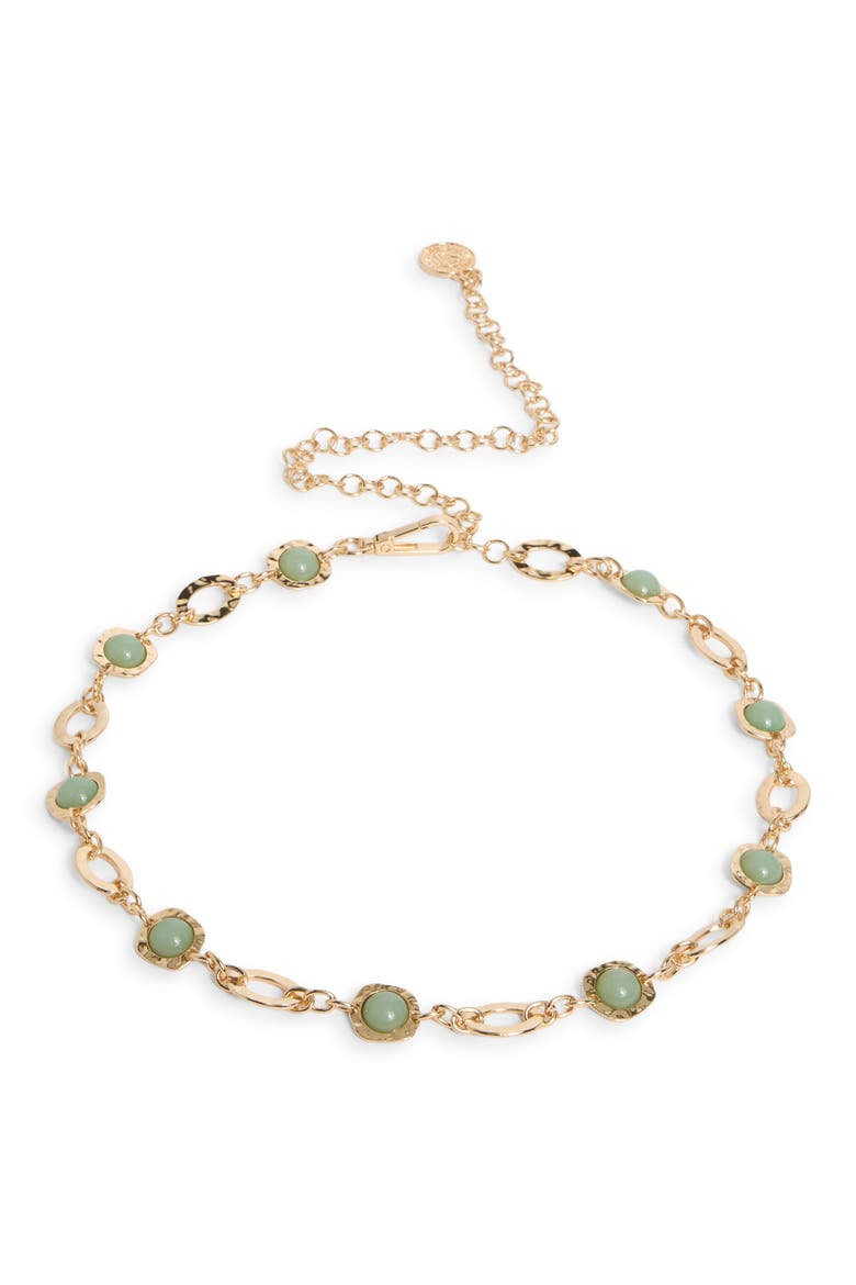 Hammered Stone Chain Belt, Main, color, GOLD/ GREEN