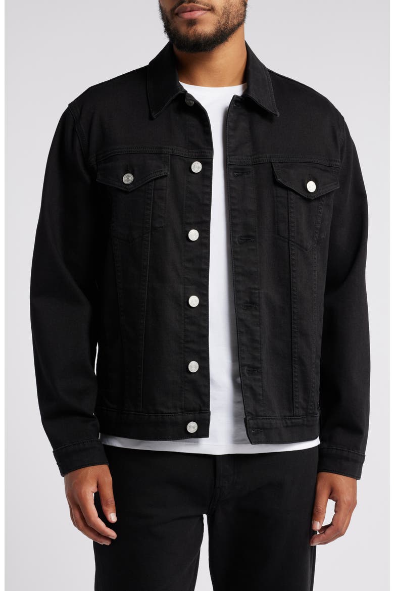 Heritage Denim Trucker Jacket, Main, color, NOIR