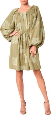 CIEBON Mia Lace Tie Waist Long Sleeve Minidress