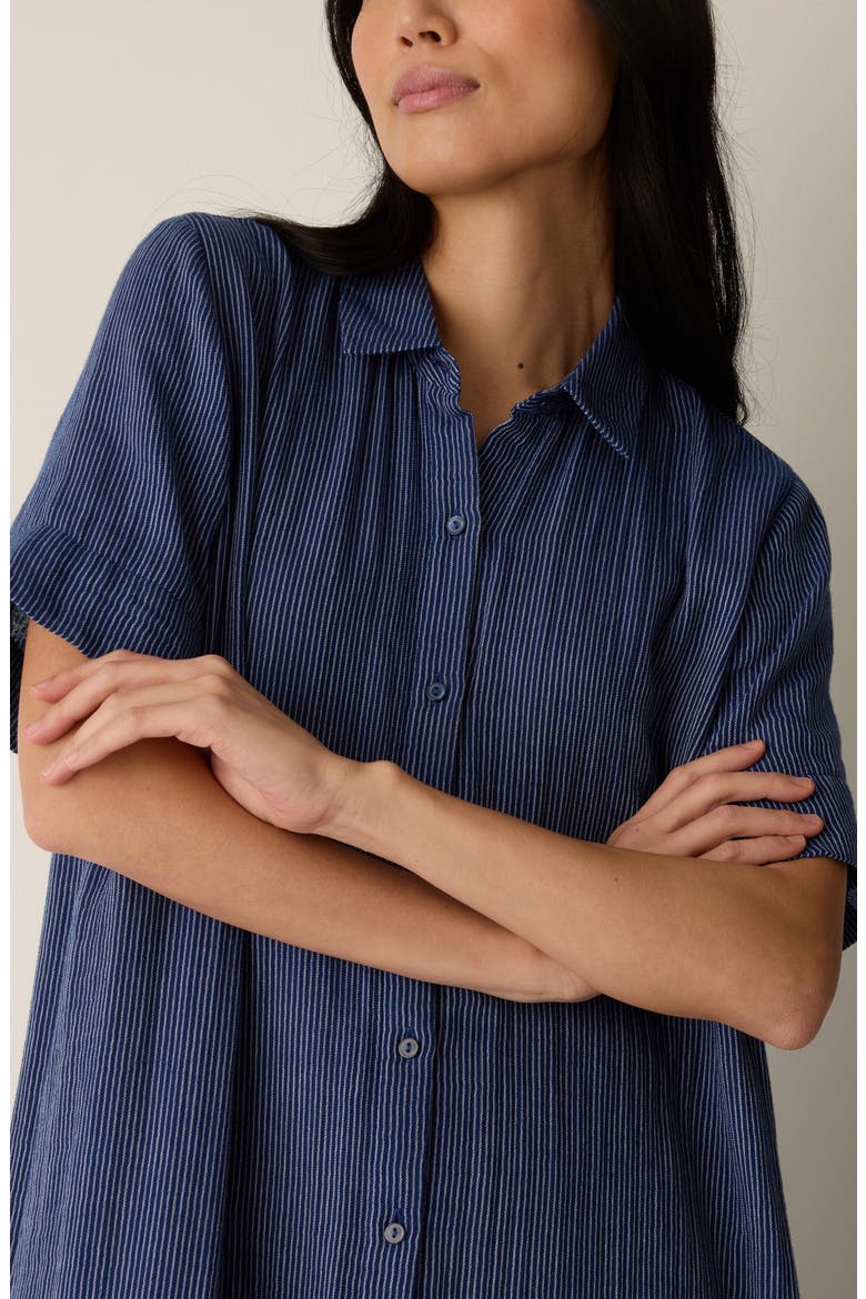 Stripe Organic Cotton Midi Shirtdress, Alternate, color, DEEP DIVE