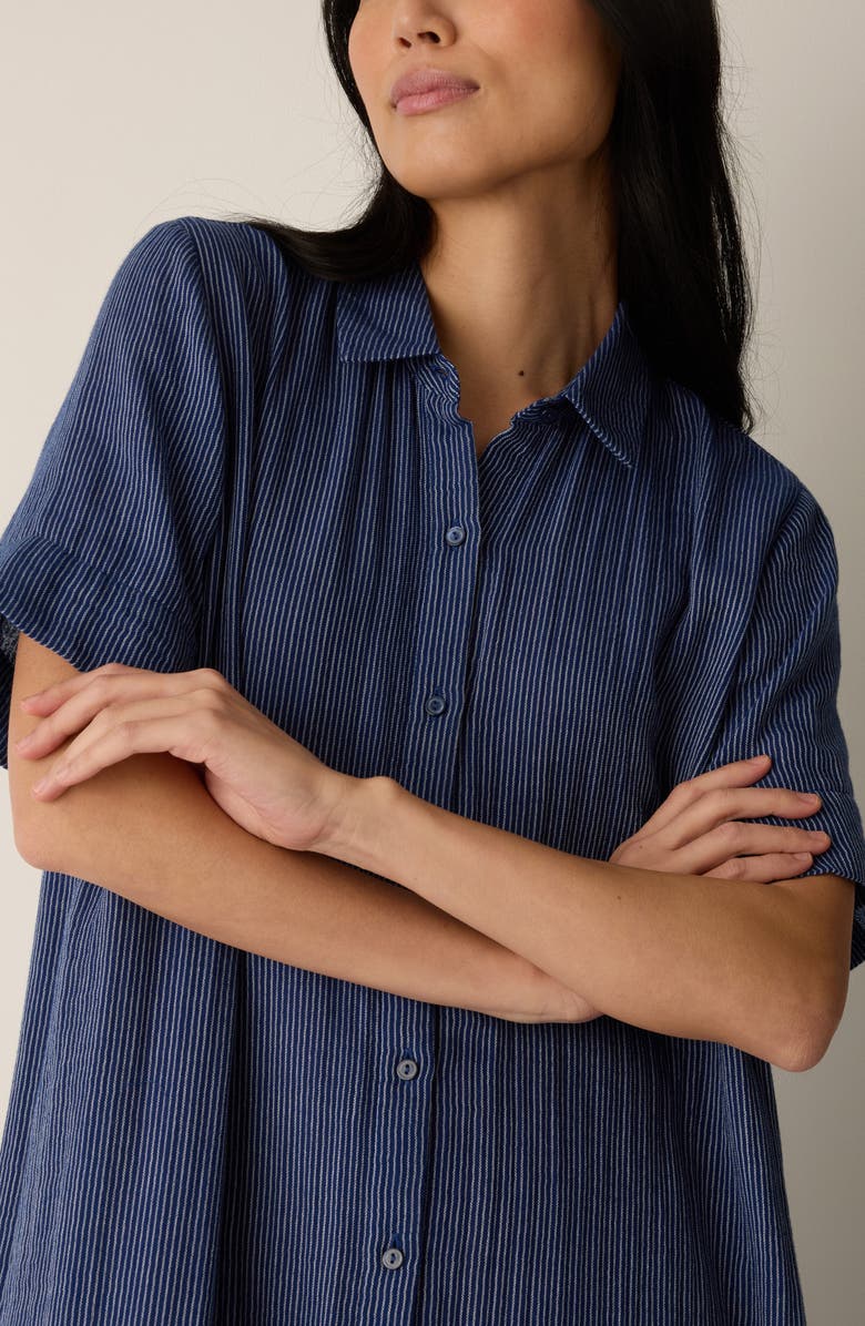 Eileen Fisher Stripe Organic Cotton Midi Shirtdress, Alternate, color, Deep Dive