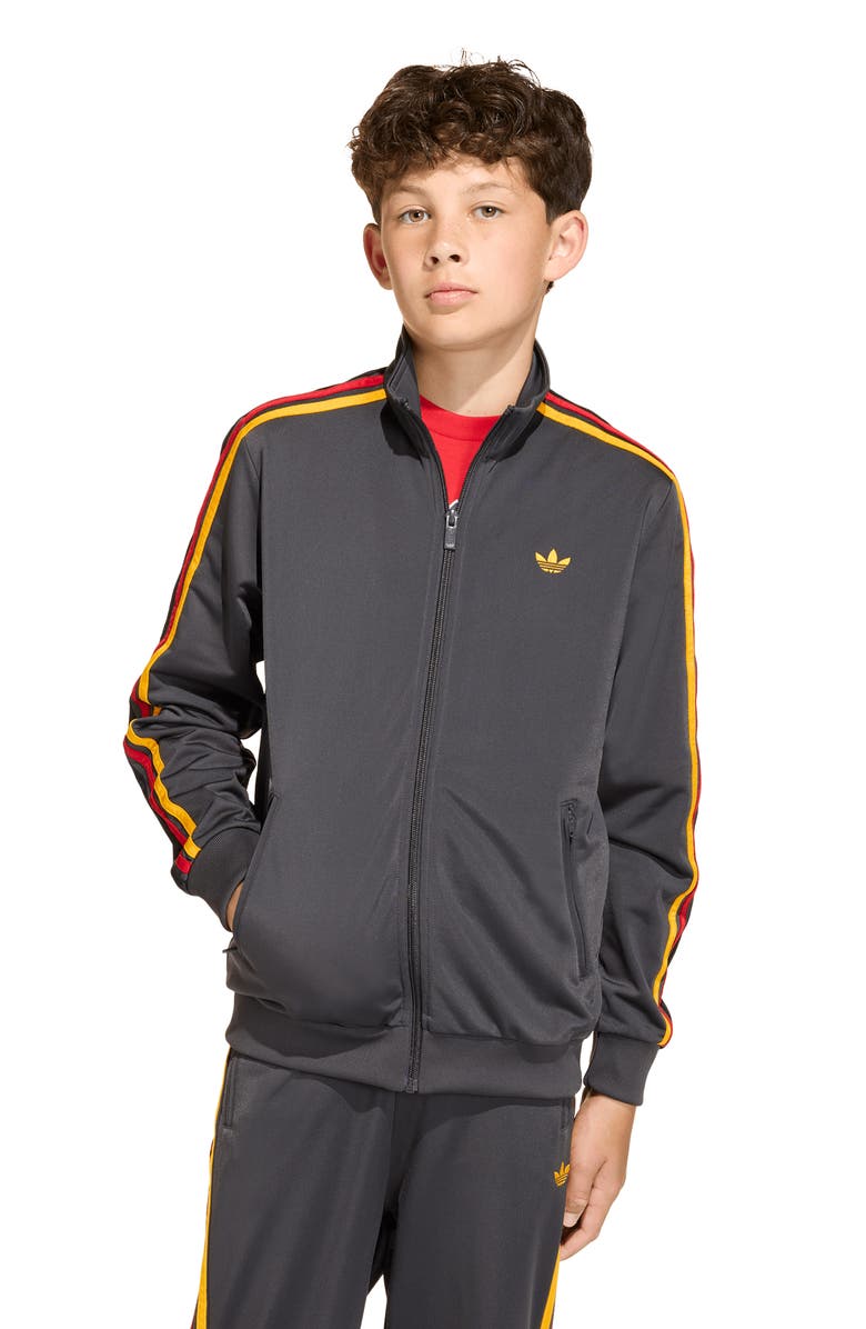adidas Originals Kids' Firebird Recycled Polyester Track Jacket, Alternate, color, Utility Black/ Collegiate Gold