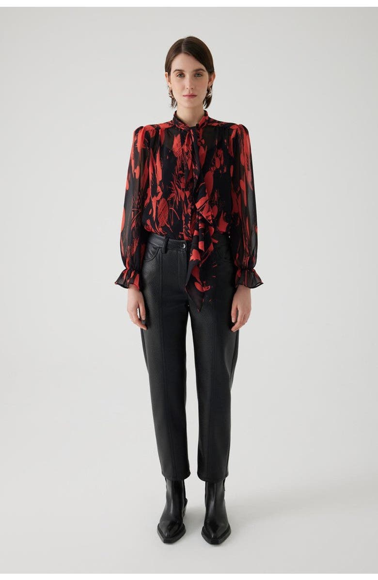 Exquise Cut Vegan Leather Pants, Main, color, Black