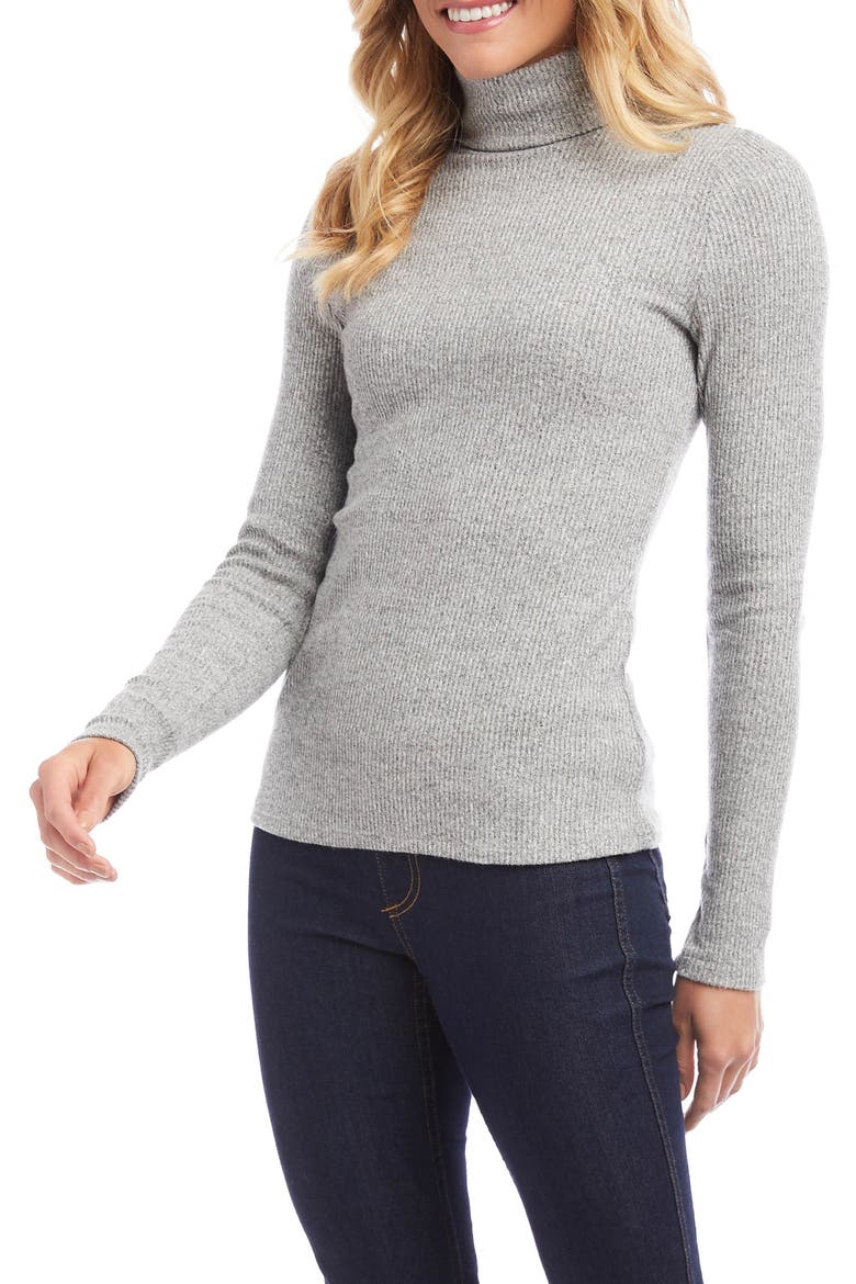 Rib Turtleneck Top, Main, color, GRAY