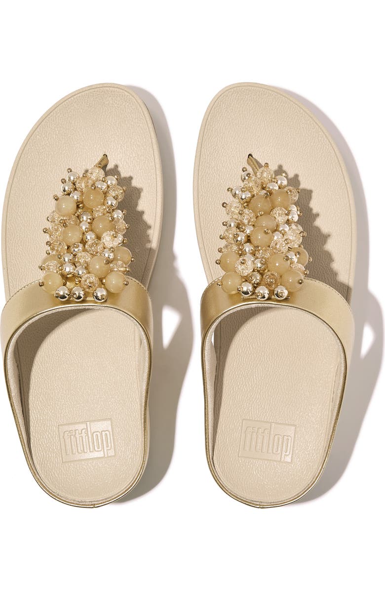 FitFlop Fino Bauble-bead toe-post sandals, Alternate, color, Platino