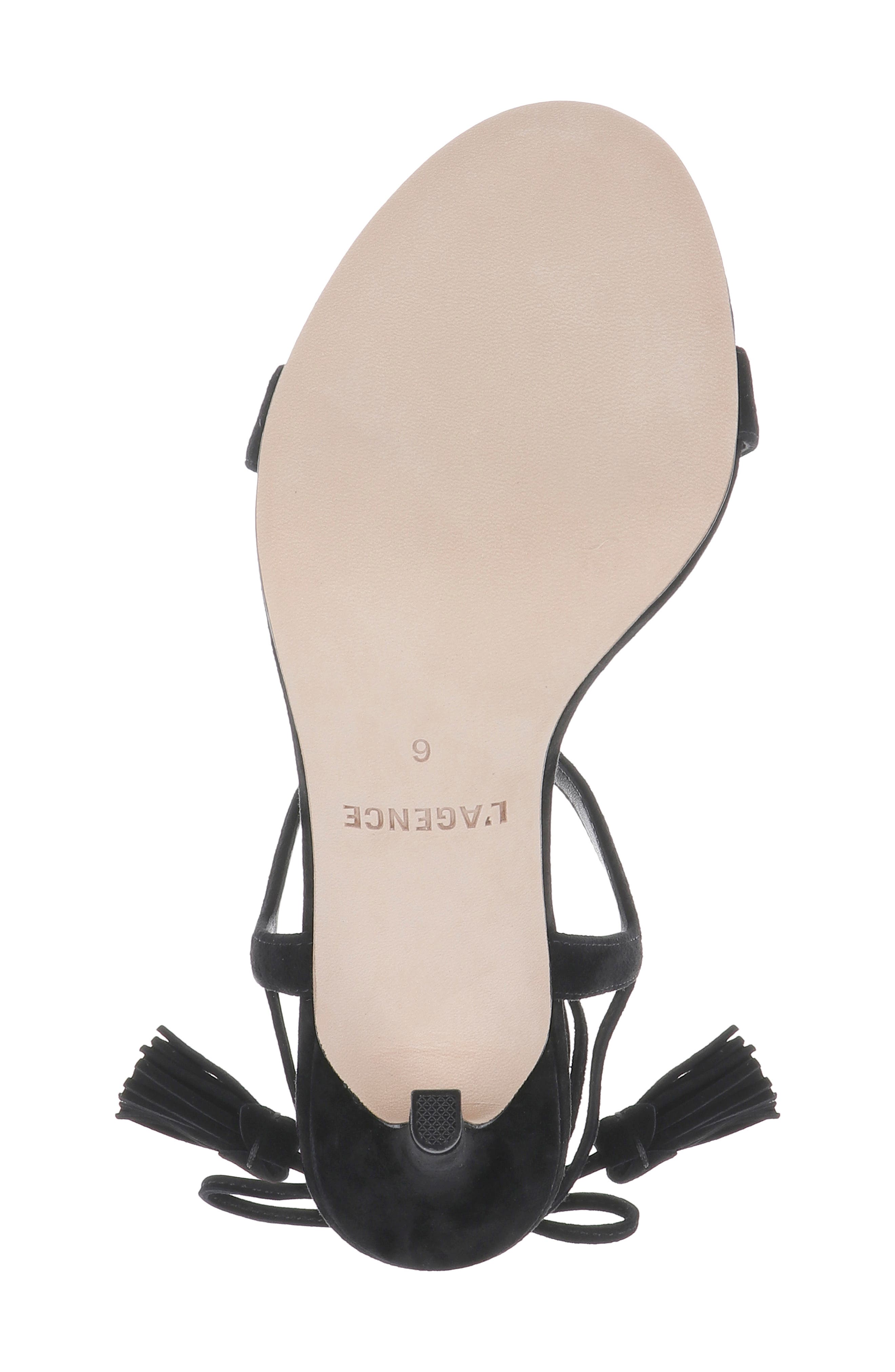 L'AGENCE Bond Lace-Up Leather Sandal, Alternate, color, Black Suede