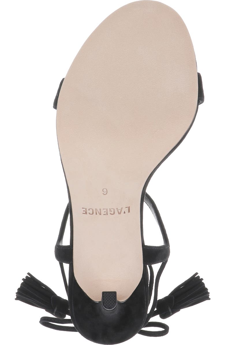 L'AGENCE Bond Lace-Up Leather Sandal, Alternate, color, Black Suede