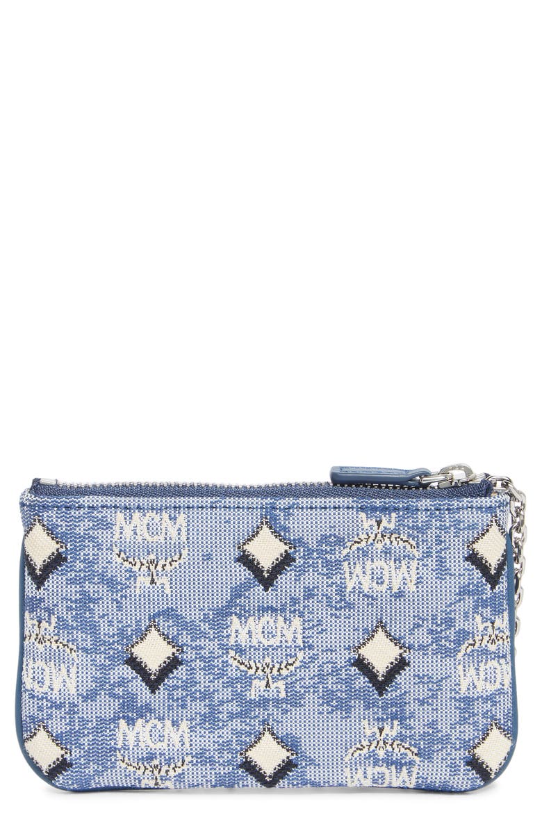 MCM Aren Monogram Wallet, Main, color, Blue