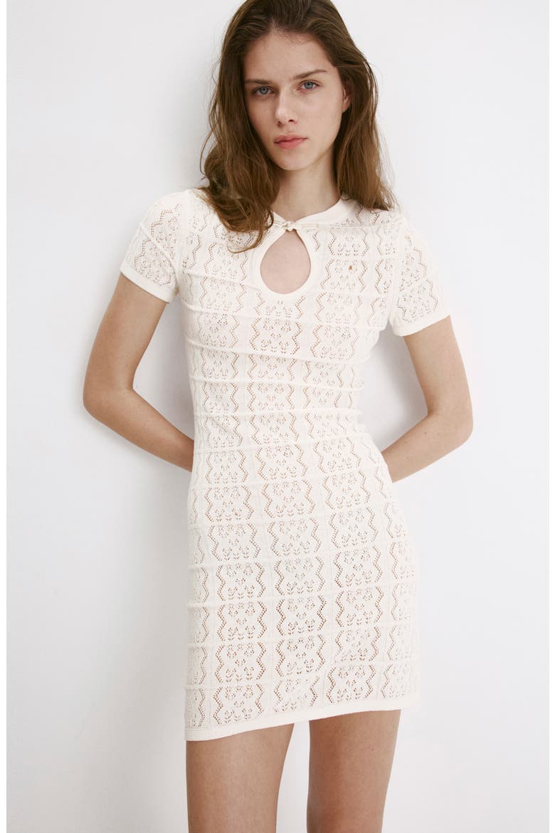 Open Knit Minidress, Alternate, color, ECRU