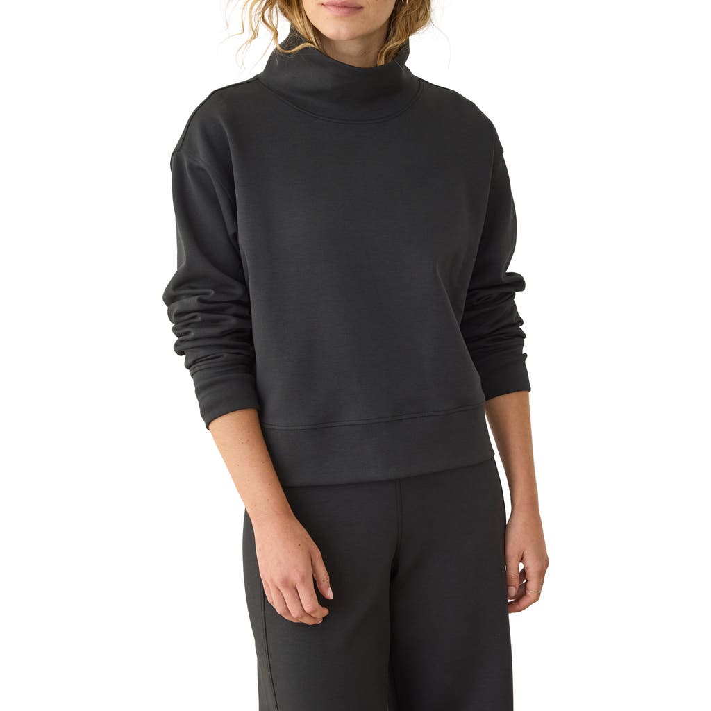 Marine Layer Nova Mock Neck Sweatshirt In Black