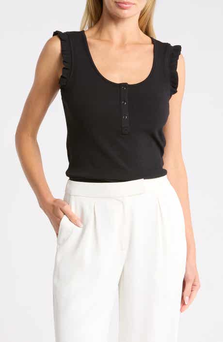 DR2 by Daniel Rainn Scoop Neck Rib Knit Henley