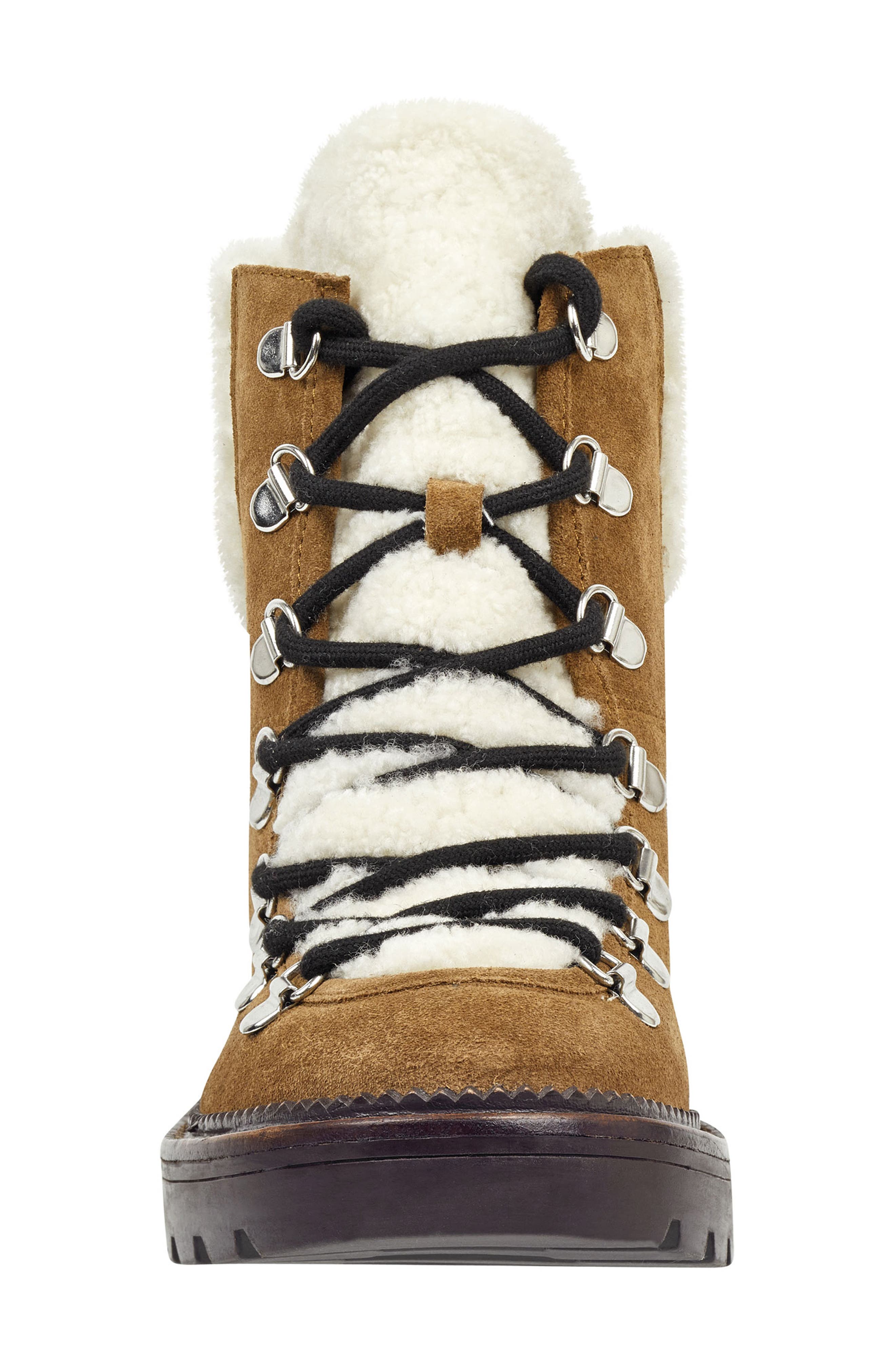 Marc Fisher LTD Capell Genuine Shearling Cuff Lace-Up Boot, Alternate, color, 
