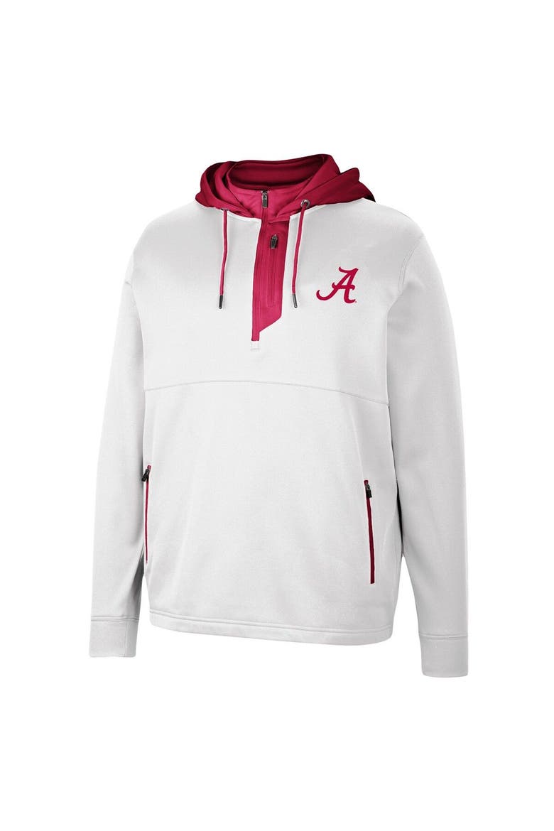 Men's Colosseum White Alabama Crimson Tide Luge 3.0 Quarter-Zip Hoodie, Alternate, color, White