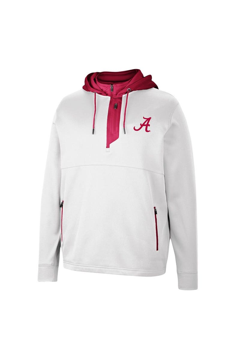 COLOSSEUM Men's Colosseum White Alabama Crimson Tide Luge 3.0 Quarter-Zip Hoodie, Alternate, color, 