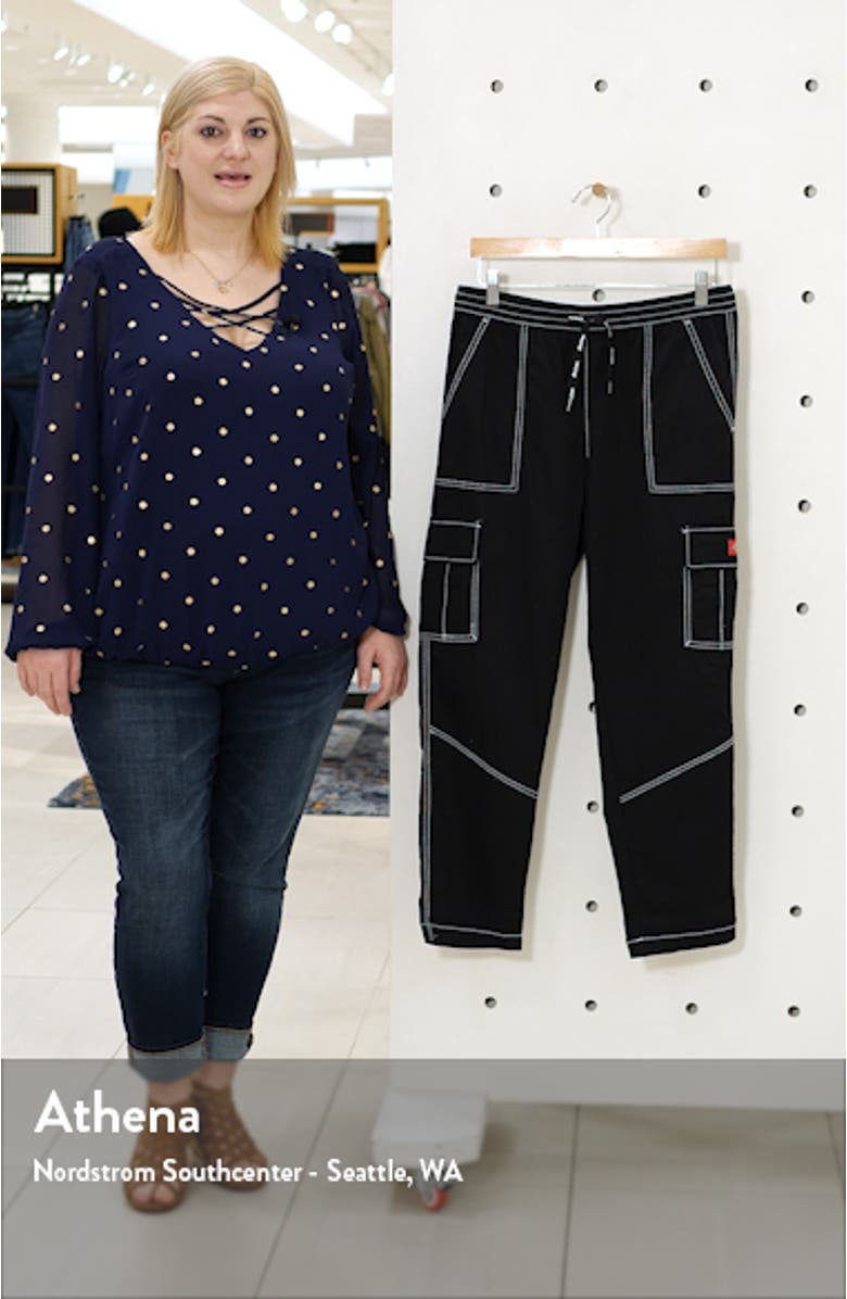 Contrast Stitch Tapered Pull On Pants, sales video thumbnail