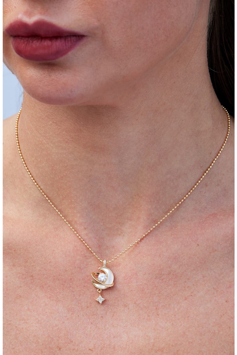 Celestial Mother of Pearl Pendant Necklace, Alternate, color, YELLOW