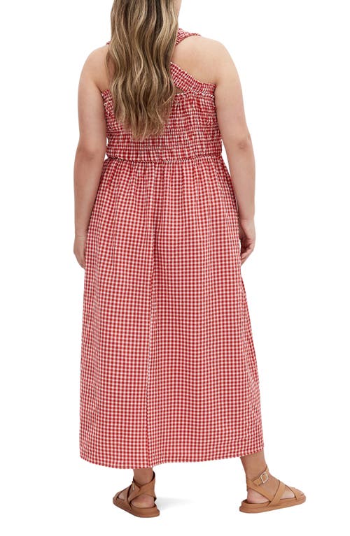 Shop City Chic Cute Gingham Maxi Sundress In Red Gingham