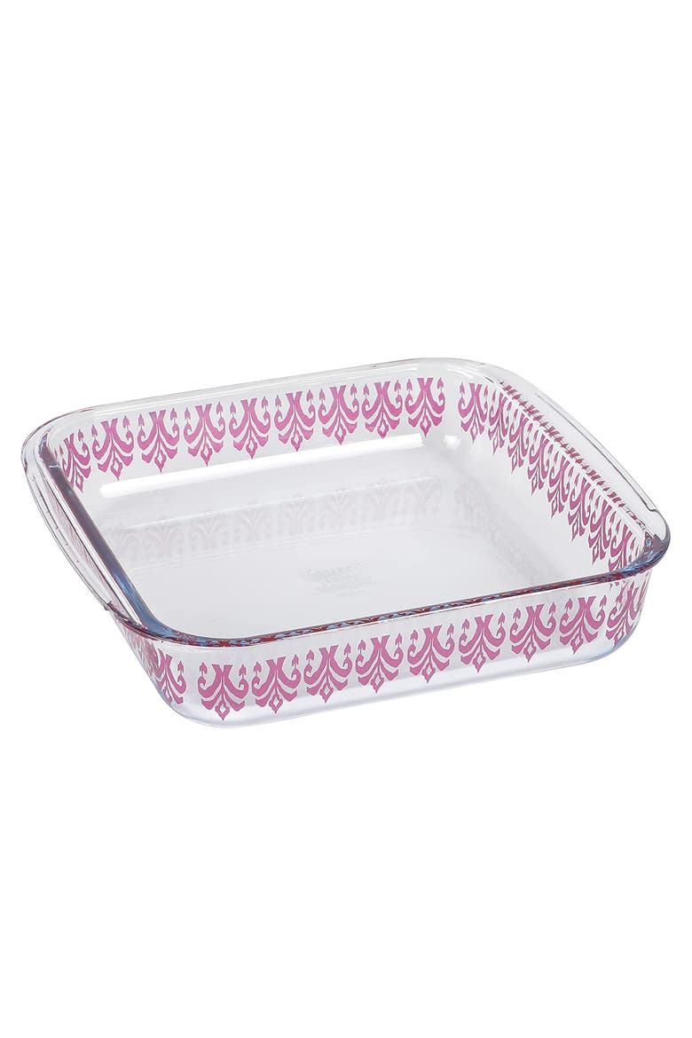 1.8 Quart Spicy Cloves Glass Square Baker, Main, color, Pink