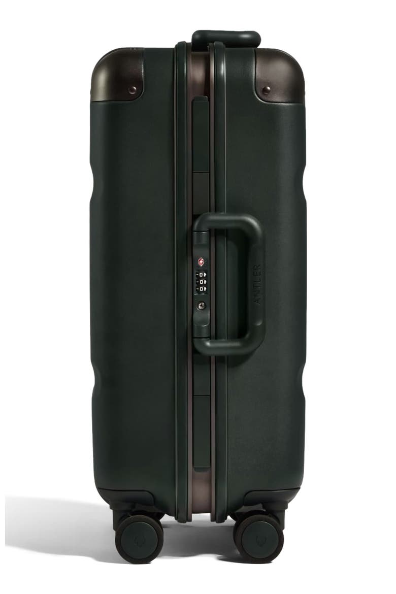 Heritage Stripe Cabin Suitcase, Alternate, color, Dark Forest Green