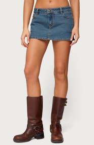 EDIKTED Josiee Low Rise Denim Miniskirt