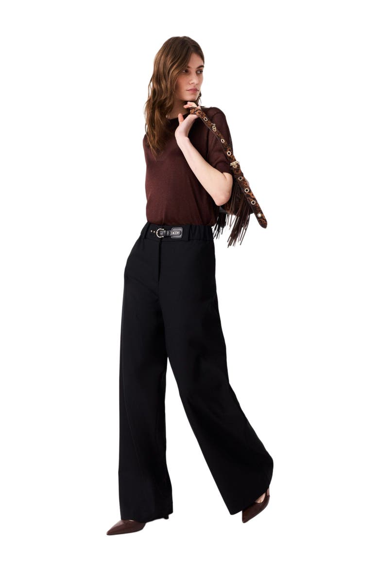 Wide-leg suit trousers, Alternate, color, Black