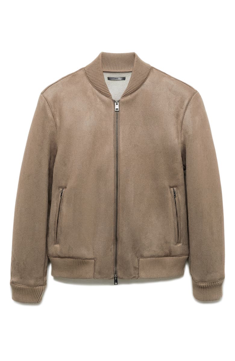 MANGO Faux Suede Bomber Jacket, Alternate, color, 