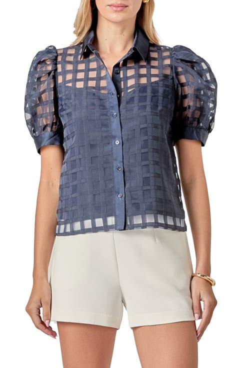 Puff Sleeve Organza Top