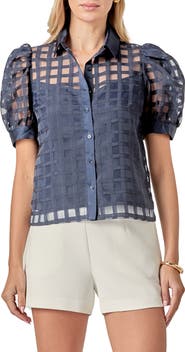 English Factory Puff Sleeve Organza Top