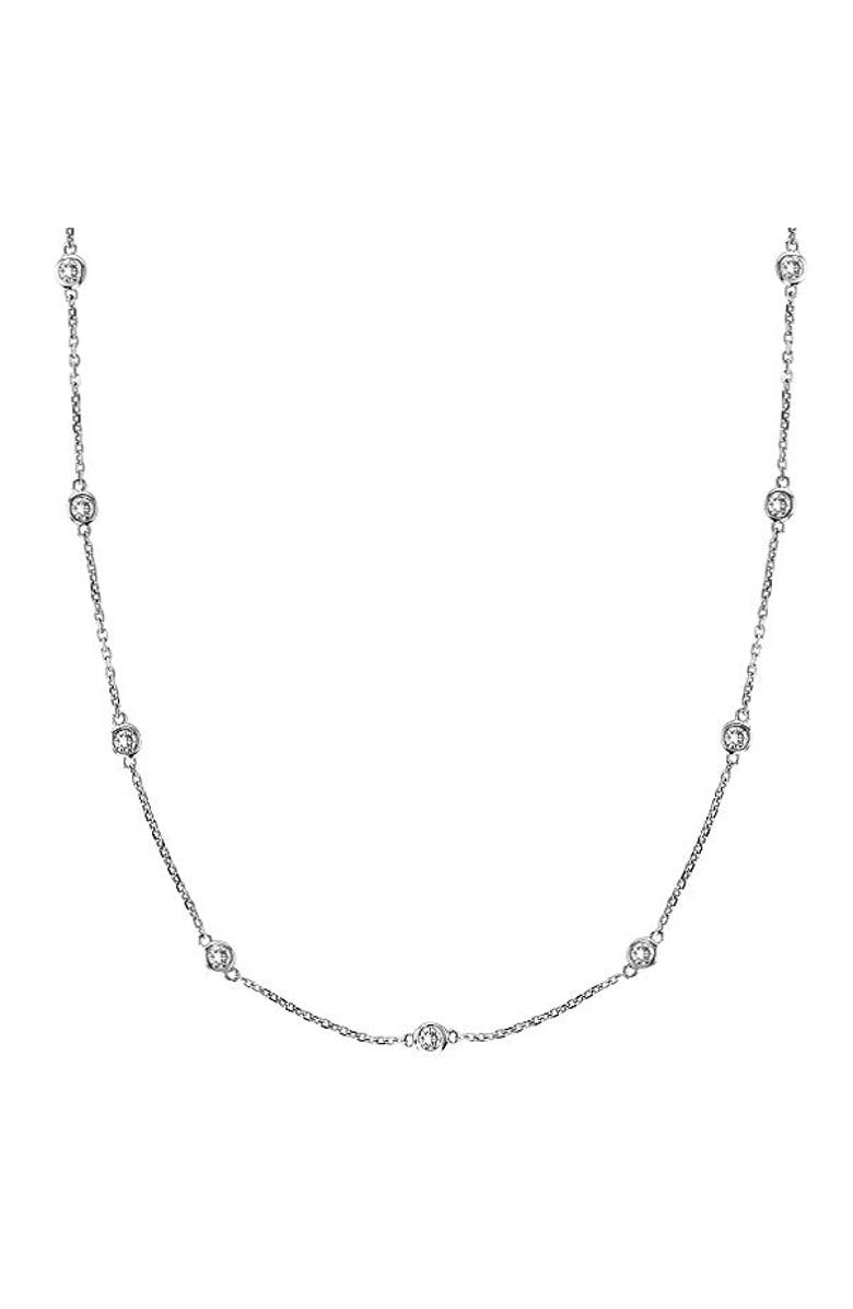 ALLUREZ Natural Diamond Station Necklace Bezel-Set 14k, Main, color, White Gold