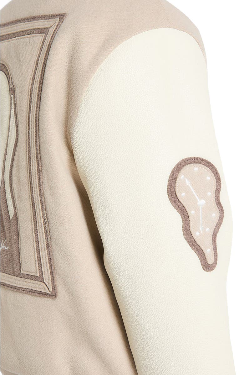 Manière De Voir Le Galerie Wool-Blend Varsity Jacket, Alternate, color, Beige