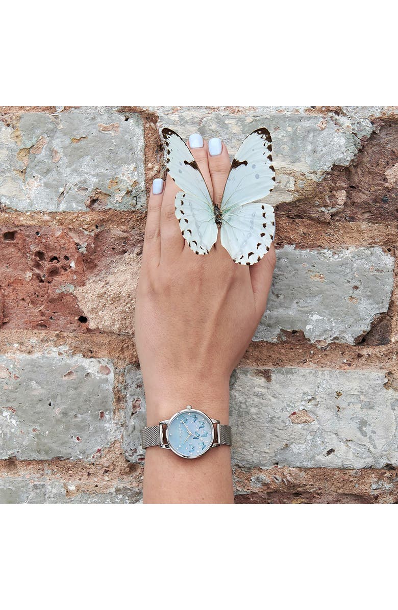Olivia Burton Sparkle Butterfly Mesh Strap Watch, 30mm, Alternate, color,