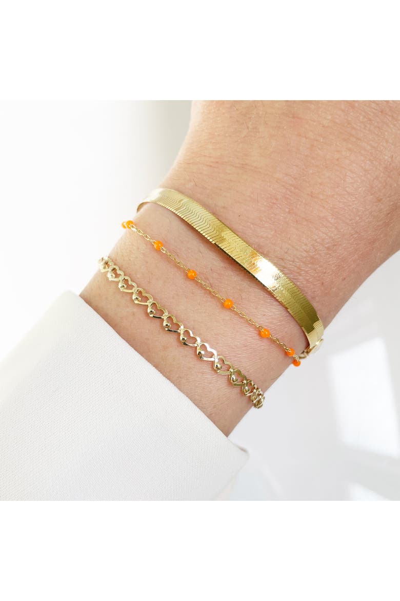 Gold Heart Link Bracelet, Alternate, color, Yellow Gold