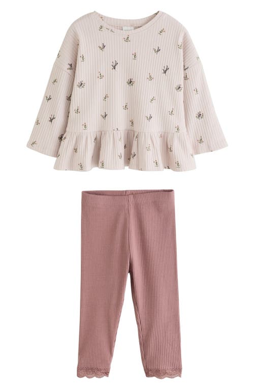 Next Kids' Frill Hem T-shirt & Leggings Set In Multi