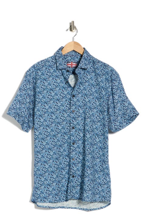 Floral Short Sleeve Viscose & Linen Button-Up Shirt