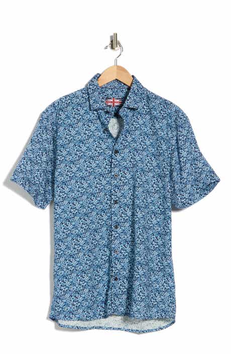 SOUL OF LONDON Floral Short Sleeve Viscose & Linen Button-Up Shirt