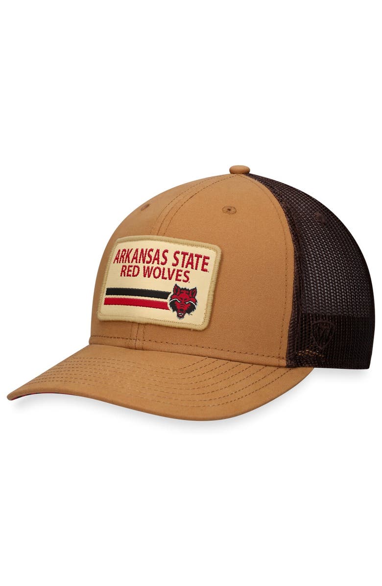 TOP OF THE WORLD Men's Top of the World Khaki Arkansas State Red Wolves Strive Trucker Adjustable Hat, Main, color, Khaki