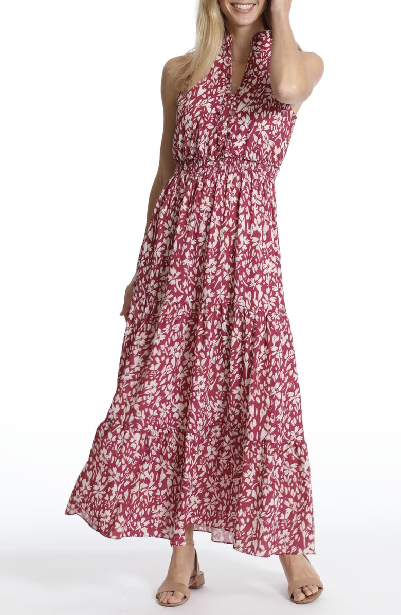 Flowy Front-Tie Sleeveless Tiered Maxi Dress w/ Pockets - WHITE (S/M, L/XL) (Pack of 6) main image 1