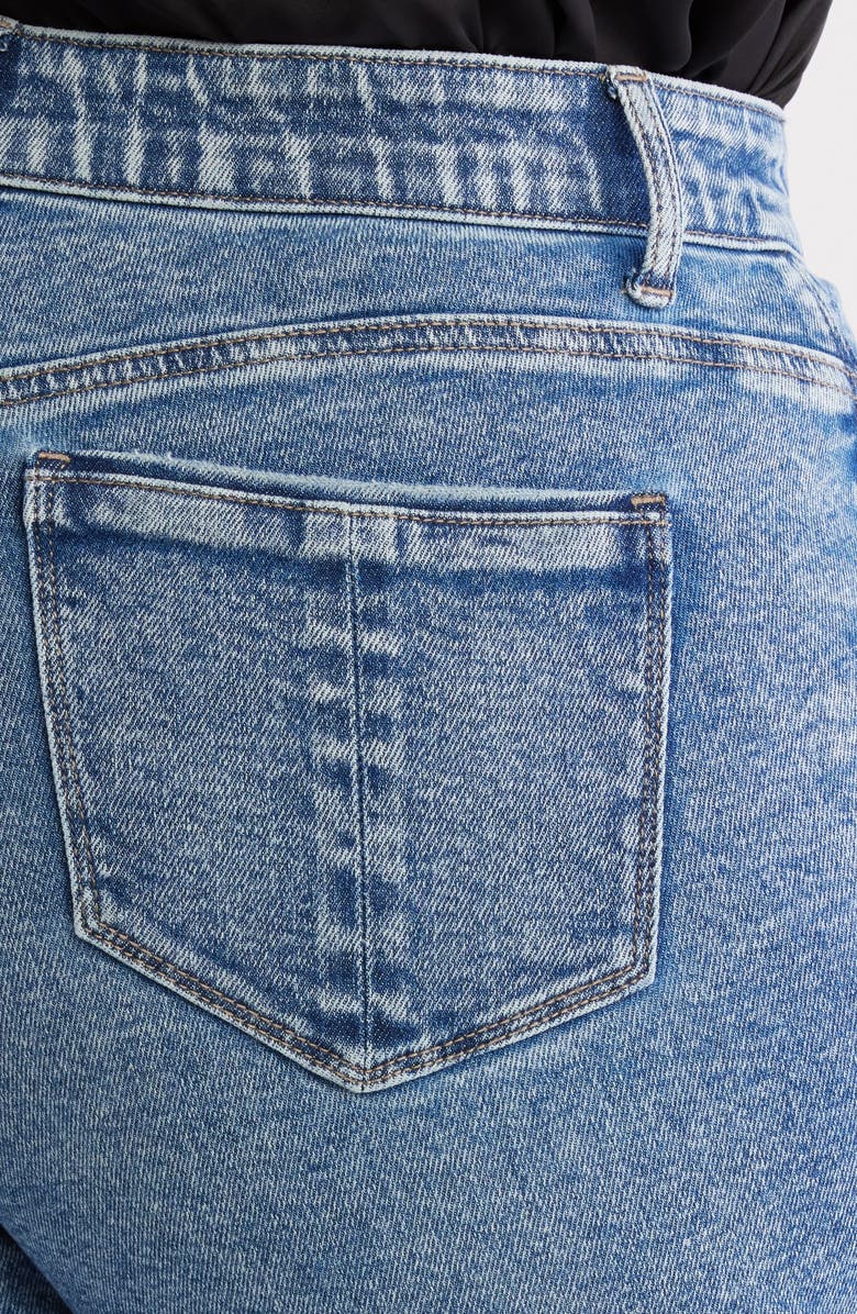 Frayed Twist Seam High Waist Ankle Straight Leg Jeans