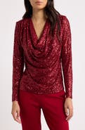 Anne Klein Sequin Cowl Neck Top