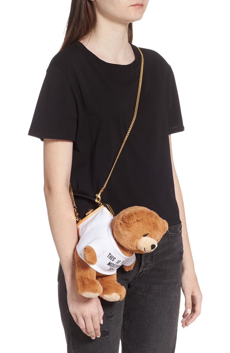 Moschino Plush Stuffed Teddy Bear Clutch, Alternate, color,