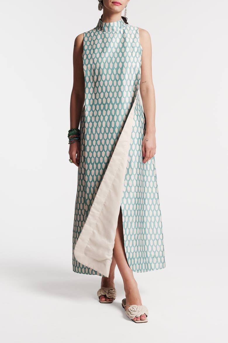 Carlyle Maxi Loop Print Dress, Alternate, color, Air Blue/Oyster