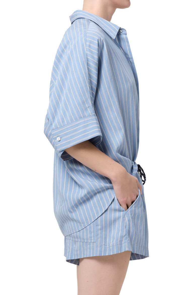 Claire Stripe Origami Button-Up Shirt, Alternate, color, CAPRI STRIPE