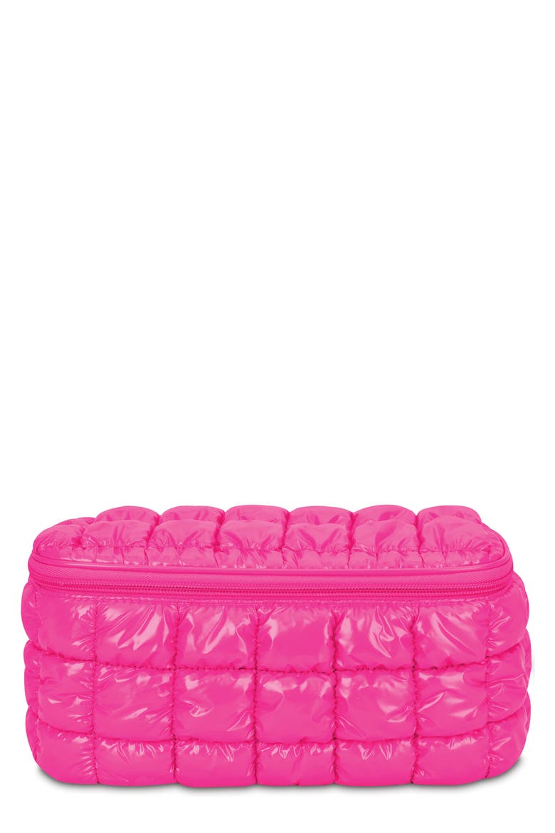 Kids' Shiny Puffer Cosmetics Case, Main, color, PINK